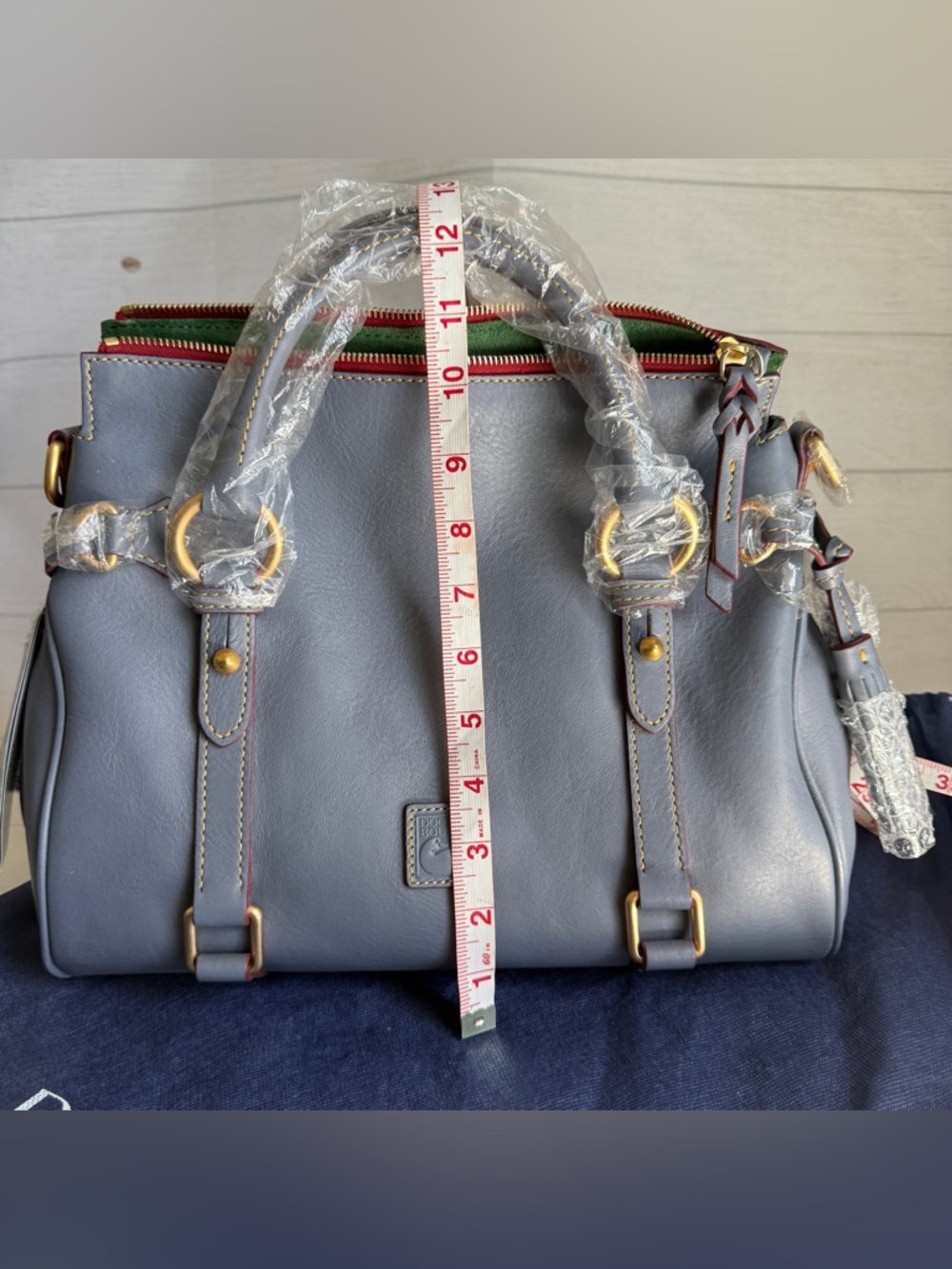 Dooney and Bourke Small Florentine Satchel in Steel Blue - Picture 12 of 15